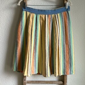Anthropologie Odille Striped Linen Pleated Skirt sz: 8